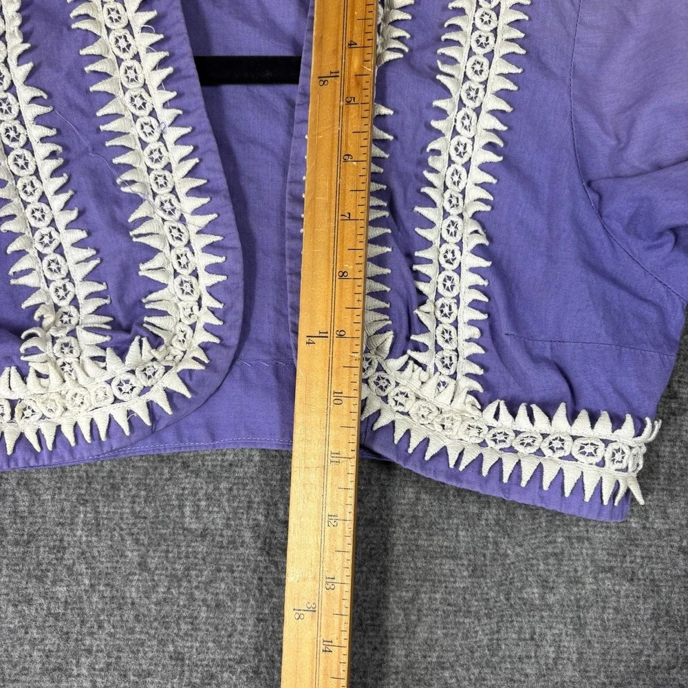 Vintage Purple Cropped Bolero Jacket Junior Size 9 Lace Trim Open Front Shrug